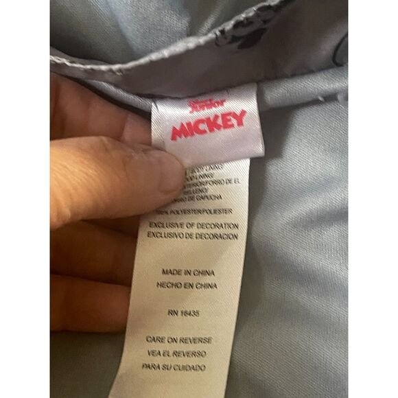 Disney Mickey Mouse Windbreaker Jacket Boys 3T Grey Full Zip Hood w/ Ears Coat - Picture 6 of 7